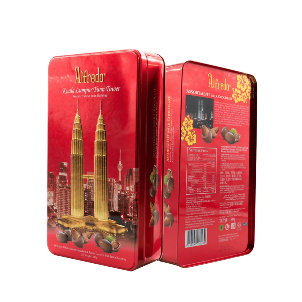 Alfredo Milk Choco Tower Tin 180 gm