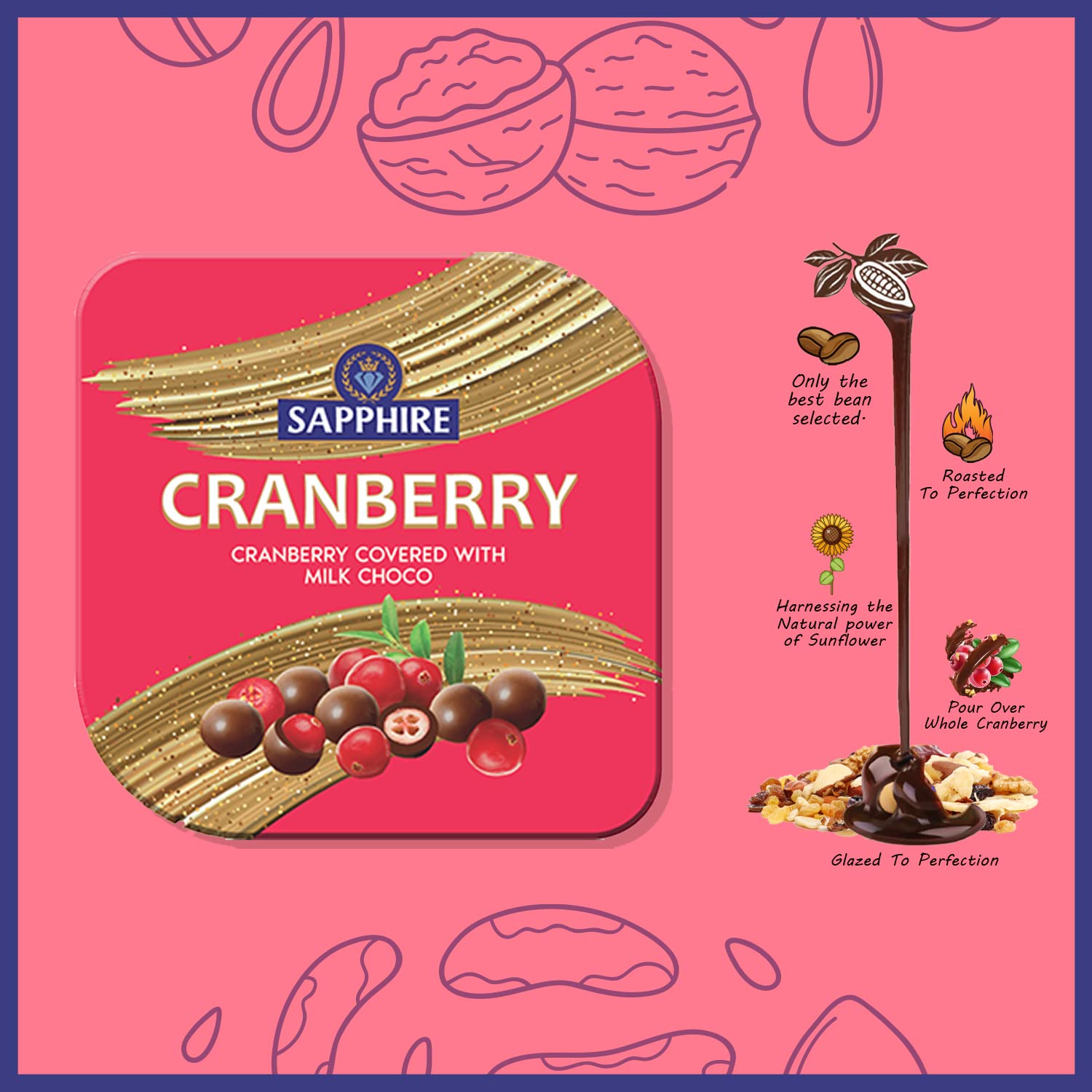 Sapphire chocolates cranberry 90 gm