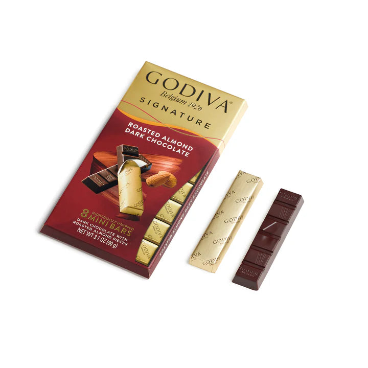 Godiva 8 Mini Bar Roasted Almond Dark